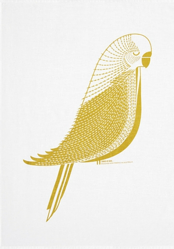 Budgie tea towel by I Ended Up Here