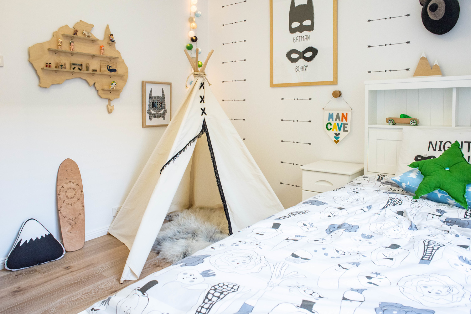 Kids teepee, boys room makeover