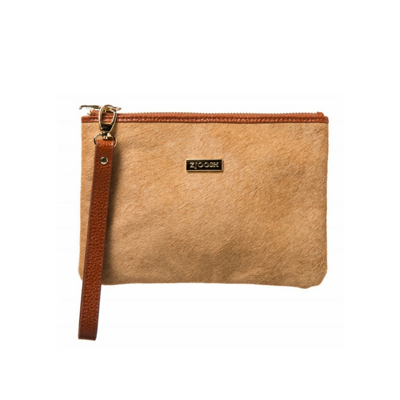 Caramel hide clutch