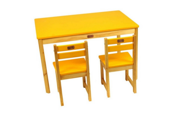 yellow kids table and chairs