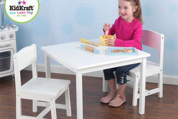 white kids table and chairs